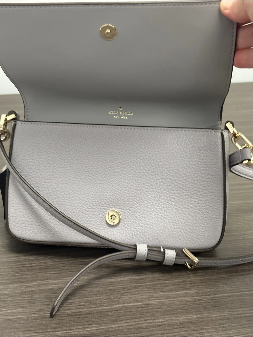 kate spade Two-Tone White and Light Gray Pebbled Leather Crossbody